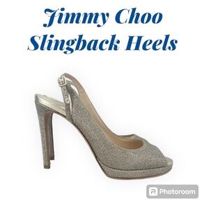 Gorgeous never worn Jimmy Choo glitter slingback heels in size 37.